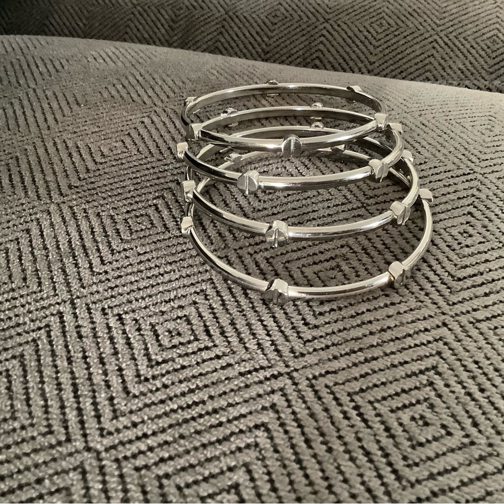 Silver Bangle Bracelets Set